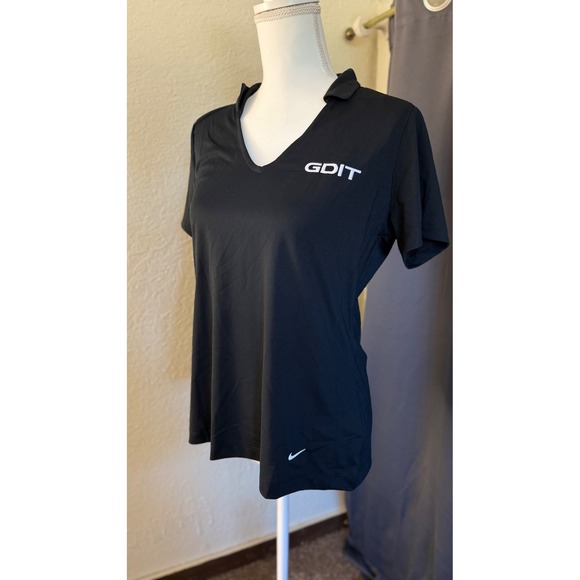 Nike Tops - Nike Dri-FIT Black V-Neck Polo Shirt Womens Large  NWT